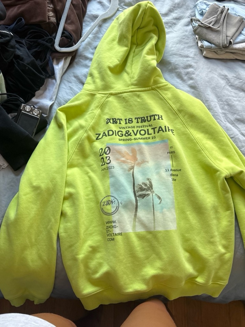 Zadig & Voltaire Neon Yellow Graphic Crewneck Hoodie
